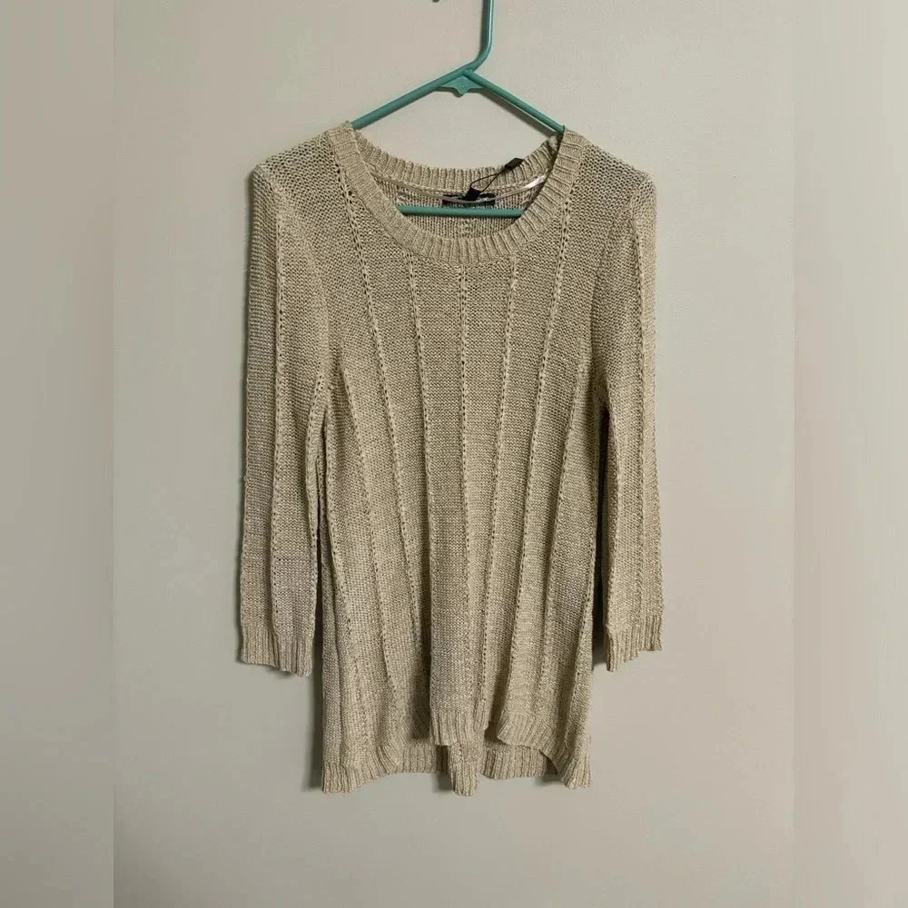 Cable & Gauge Loose Knit Sweater Tunic Length Size Medium NWT New Neutral Beige
